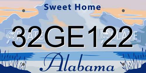 32GE122 Alabama License Plate