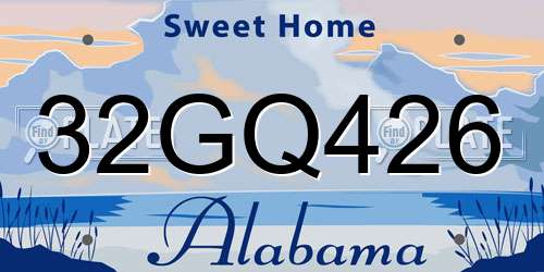 32GQ426 Alabama License Plate