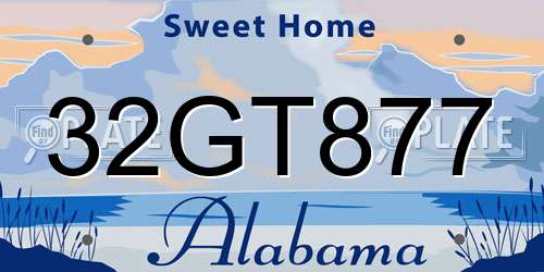 32GT877 Alabama License Plate