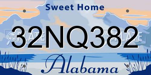32NQ382 Alabama License Plate