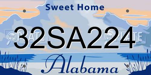 32SA224 Alabama License Plate