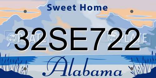 32SE722 Alabama License Plate
