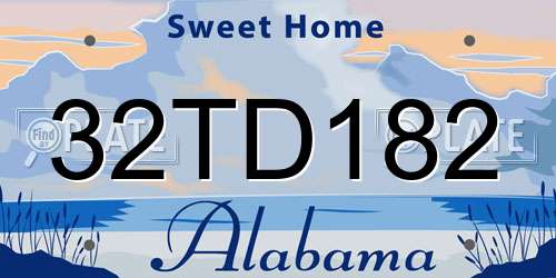32TD182 Alabama License Plate