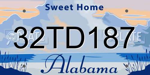 32TD187 Alabama License Plate
