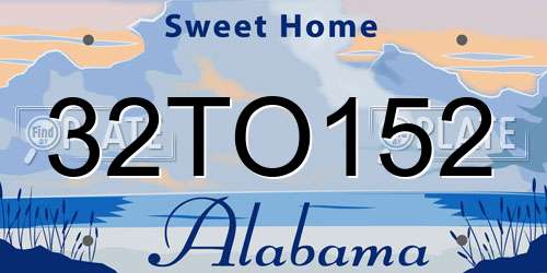 32TO152 Alabama License Plate