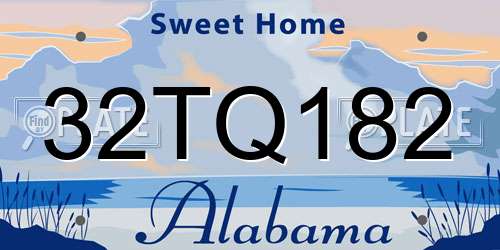 32TQ182 Alabama License Plate