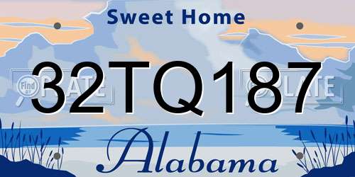 32TQ187 Alabama License Plate