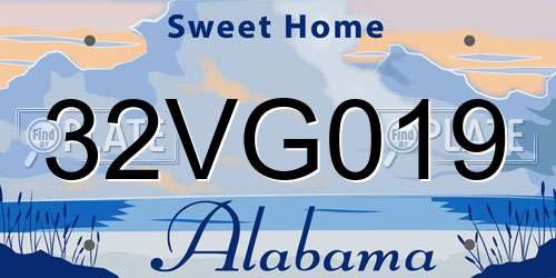 32VG019 Alabama License Plate