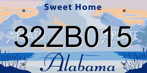 32ZB015 Alabama License Plate