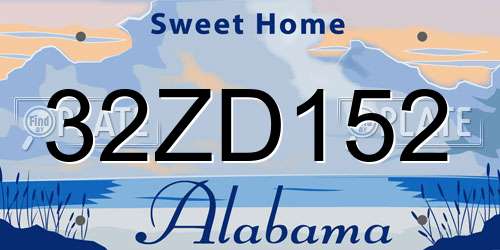32ZD152 Alabama License Plate