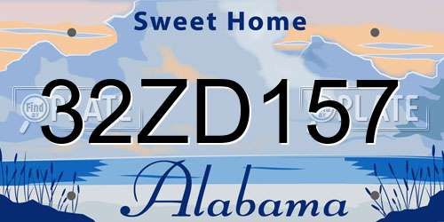 32ZD157 Alabama License Plate