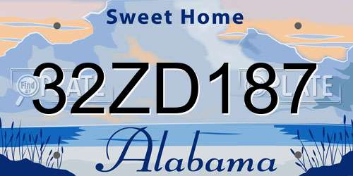32ZD187 Alabama License Plate