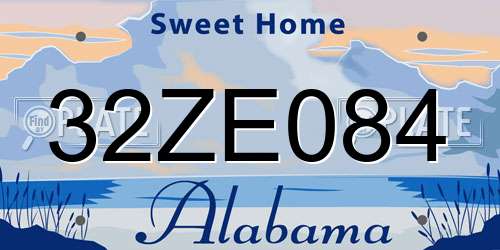 32ZE084 Alabama License Plate