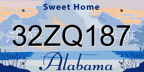 32ZQ187 Alabama License Plate