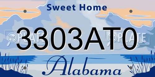 3303AT0 Alabama License Plate