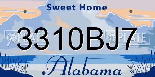 3310BJ7 Alabama License Plate