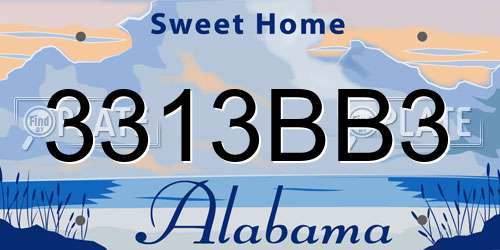 3313BB3 Alabama License Plate