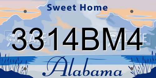 3314BM4 Alabama License Plate