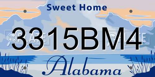 3315BM4 Alabama License Plate