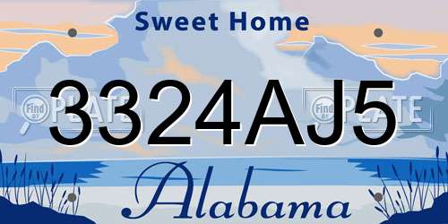 3324AJ5 Alabama License Plate
