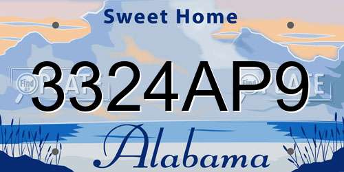 3324AP9 Alabama License Plate