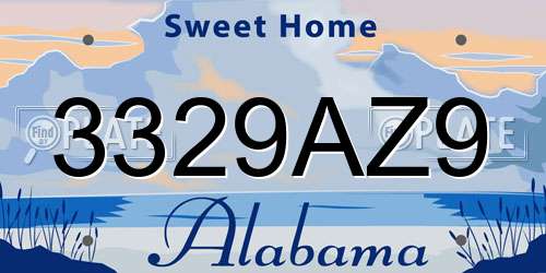 3329AZ9 Alabama License Plate