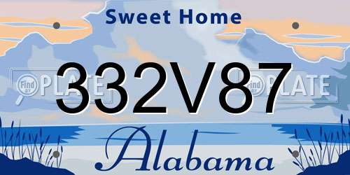 332V87 Alabama License Plate