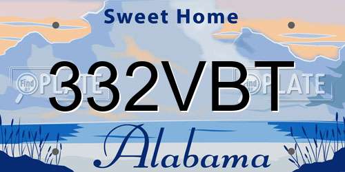 332VBT Alabama License Plate