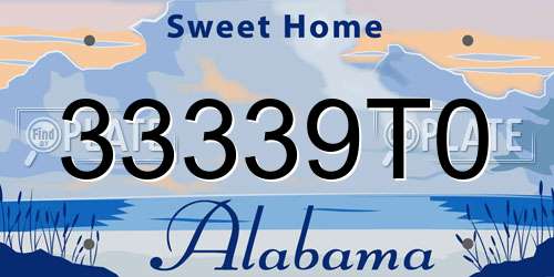 33339T0 Alabama License Plate