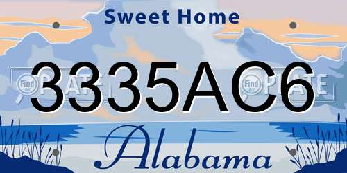 3335AC6 Alabama License Plate