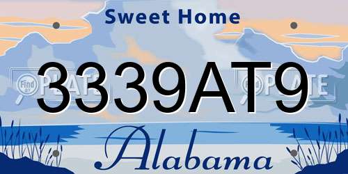3339AT9 Alabama License Plate
