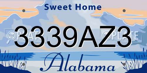 3339AZ3 Alabama License Plate