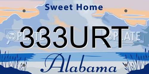 333URT Alabama License Plate