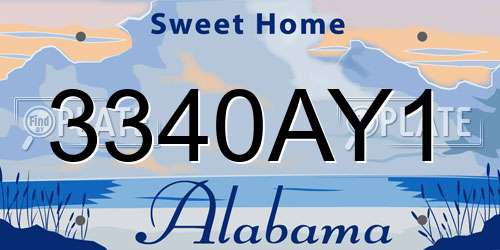 3340AY1 Alabama License Plate
