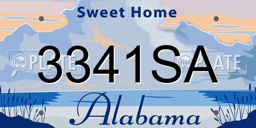 3341SA Alabama License Plate