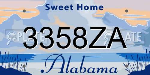 3358ZA Alabama License Plate