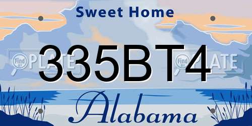 335BT4 Alabama License Plate