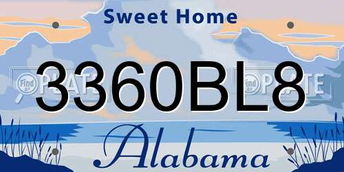 3360BL8 Alabama License Plate
