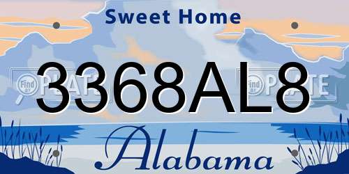 3368AL8 Alabama License Plate