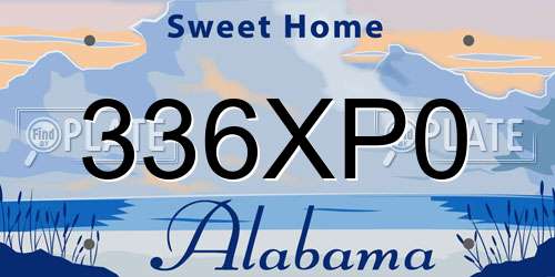 336XP0 Alabama License Plate