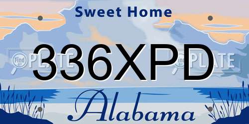 336XPD Alabama License Plate