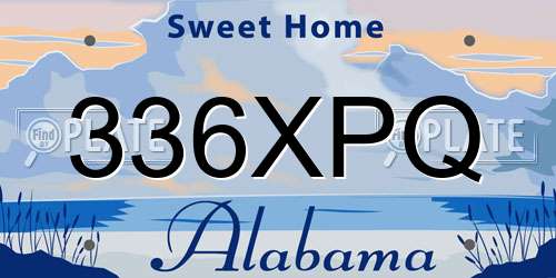 336XPQ Alabama License Plate