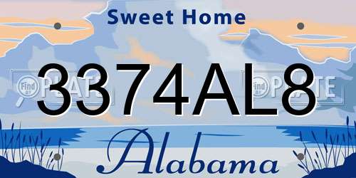 3374AL8 Alabama License Plate