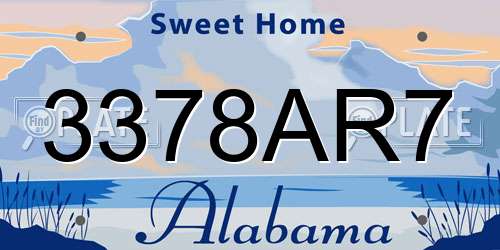 3378AR7 Alabama License Plate