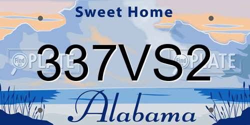 337VS2 Alabama License Plate