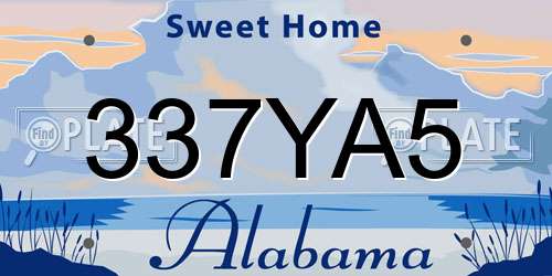 337YA5 Alabama License Plate