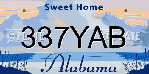 337YAB Alabama License Plate