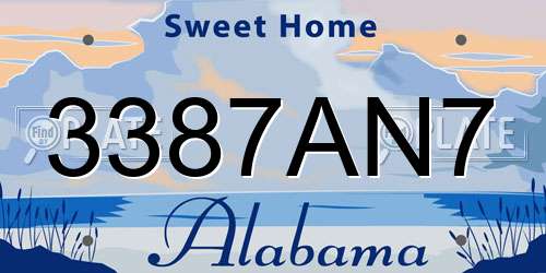 3387AN7 Alabama License Plate