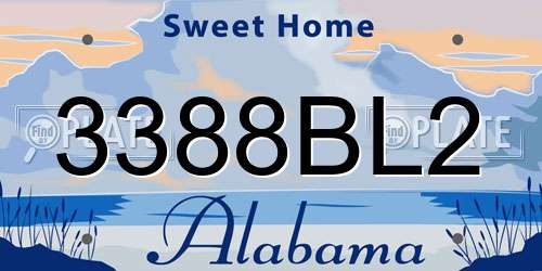 3388BL2 Alabama License Plate