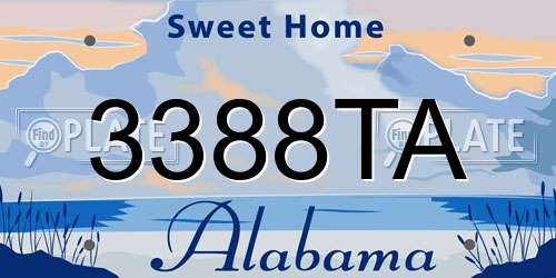 3388TA Alabama License Plate